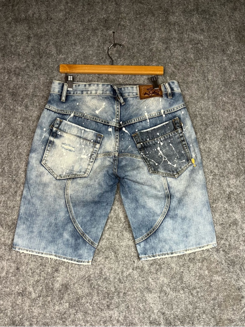 Playcloths Jeans Shorts Men's Size 34 Paint Nezu Bulldog Splatter Denim Wash